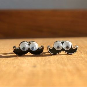BLACK MUSTACHE EARRINGS